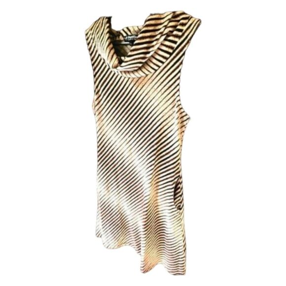 PAPILLON Sleeveless Cowlneck RETRO Striped Midi dress. - Picture 4 of 9